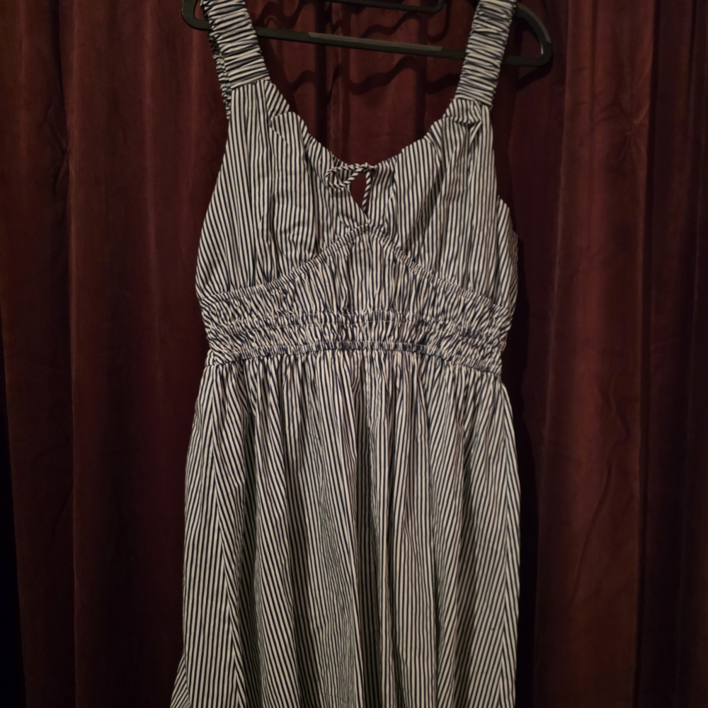 Striped Navy and White Sleeveless Dress